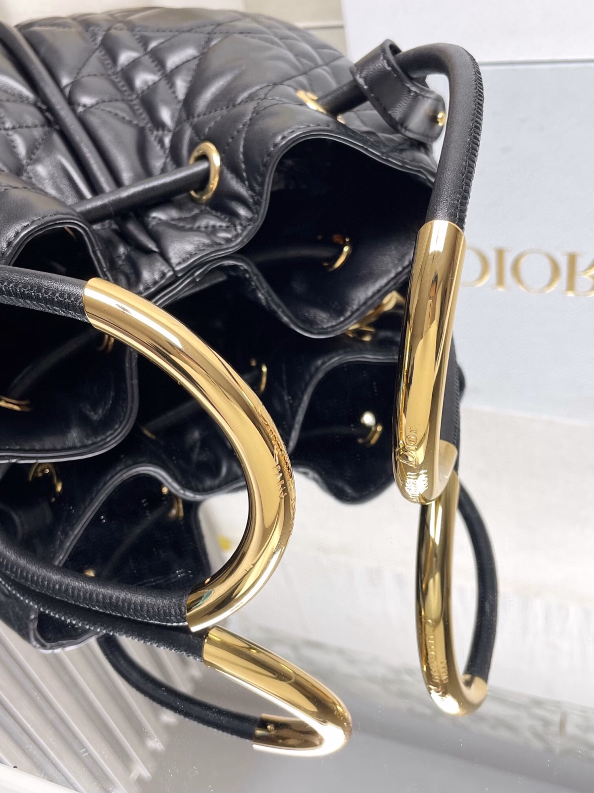 Dior Nolita Medium Bag in Black Macrocannage Lambskin - Image 2