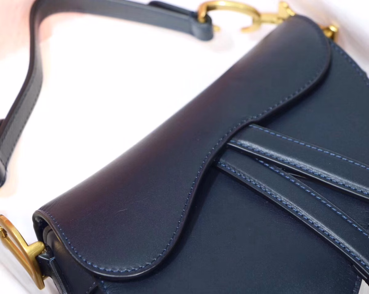 Dior Mini Saddle Bag In Blue Calfskin - Image 2