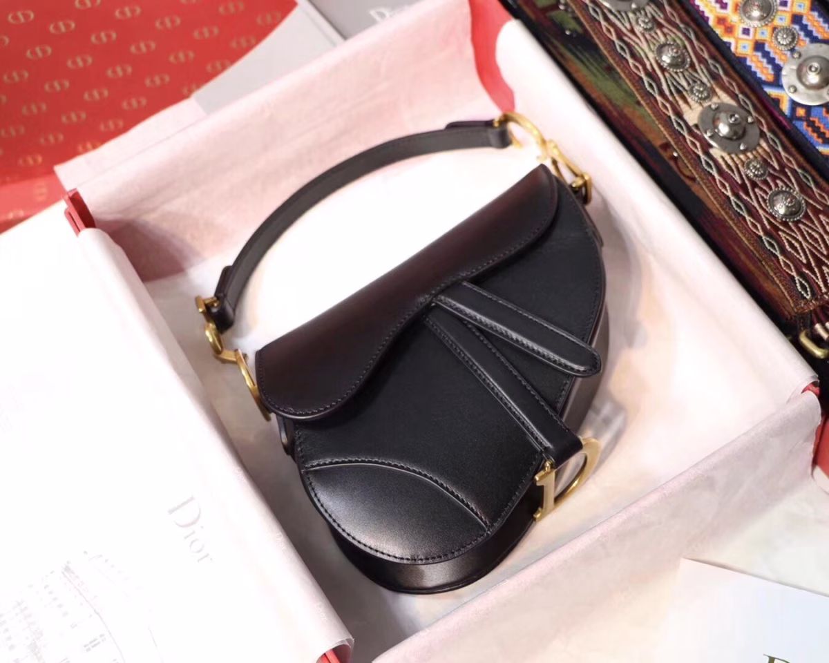Dior Mini Saddle Bag In Black Calfskin - Image 6
