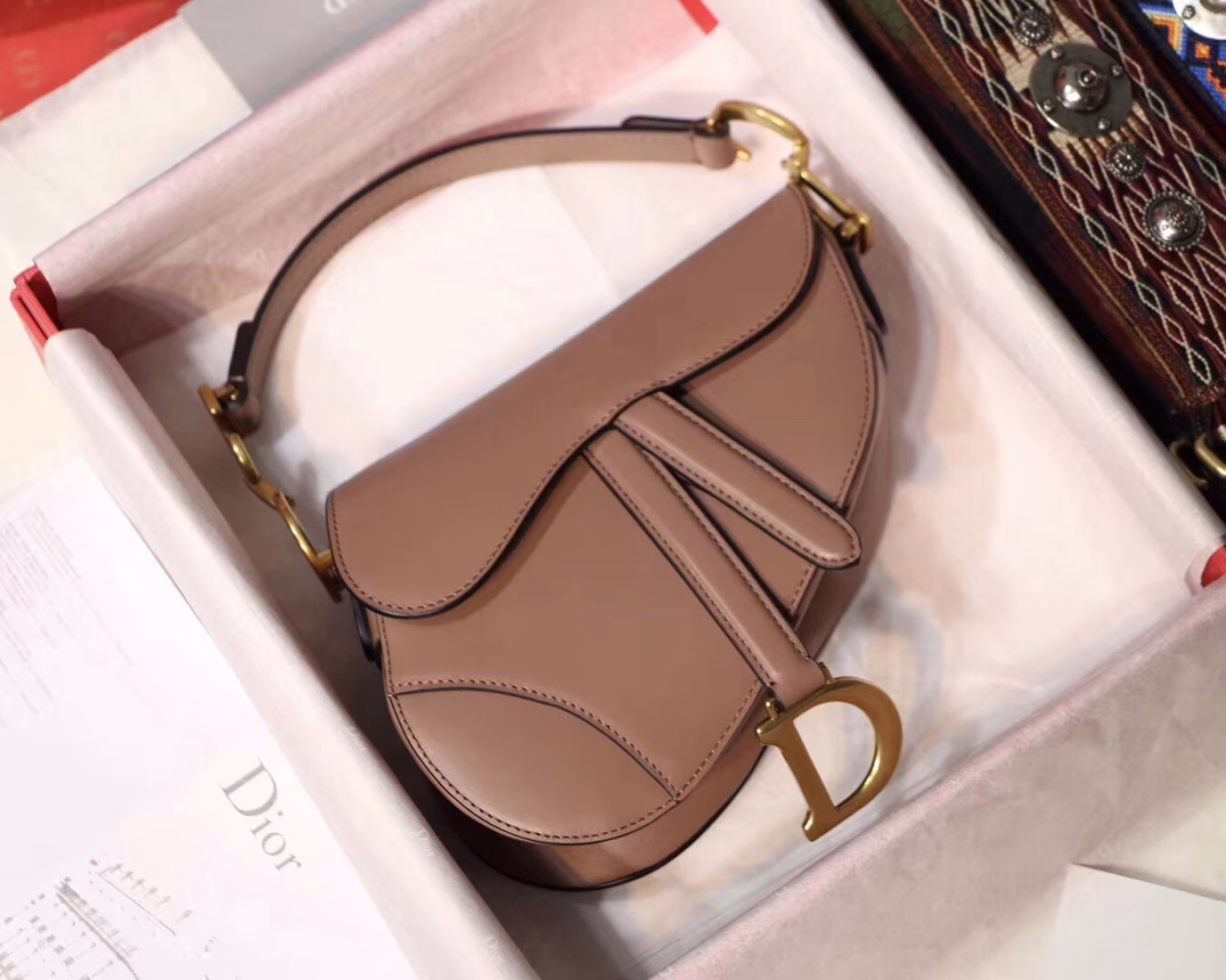 Dior Mini Saddle Bag In Nude Calfskin - Image 2