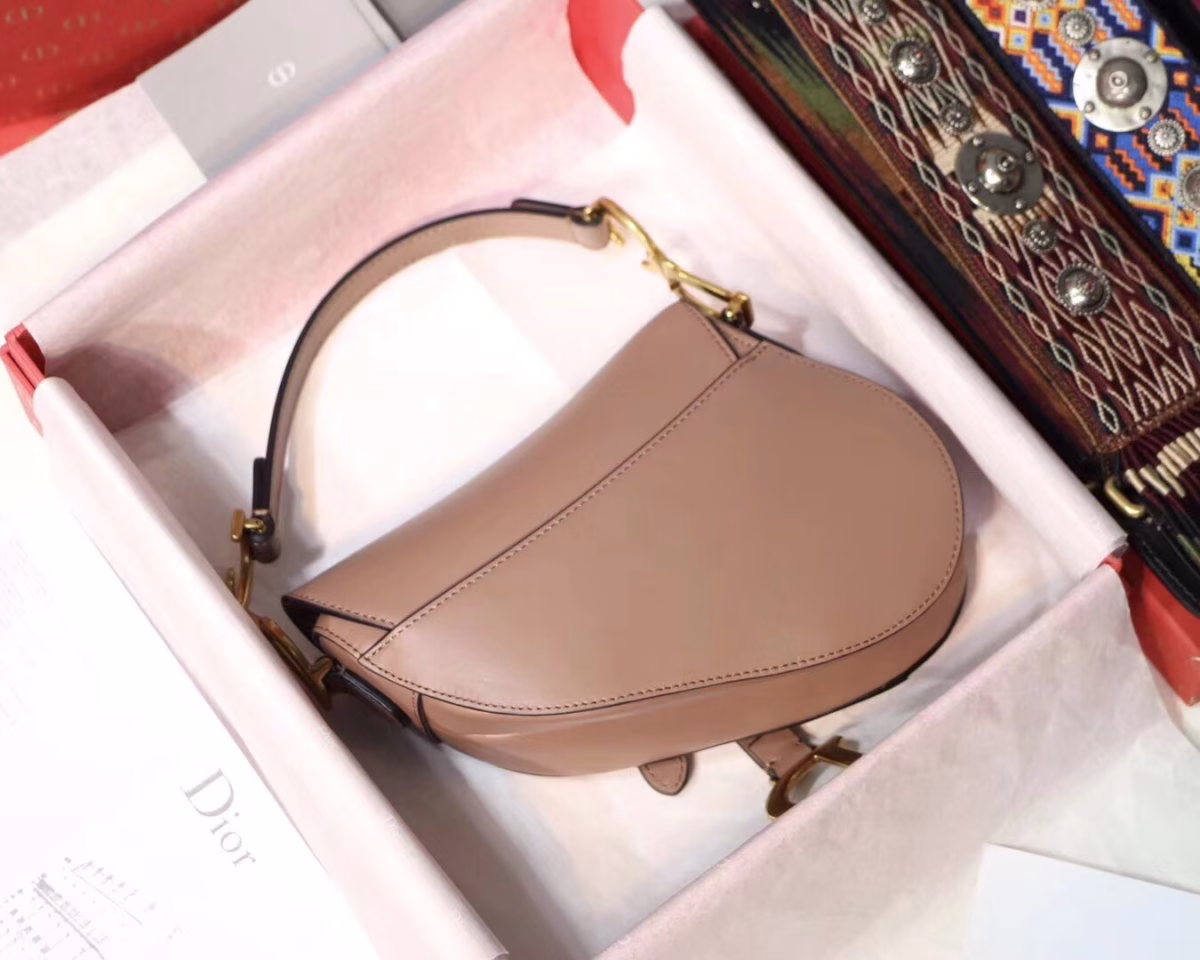 Dior Mini Saddle Bag In Nude Calfskin - Image 7
