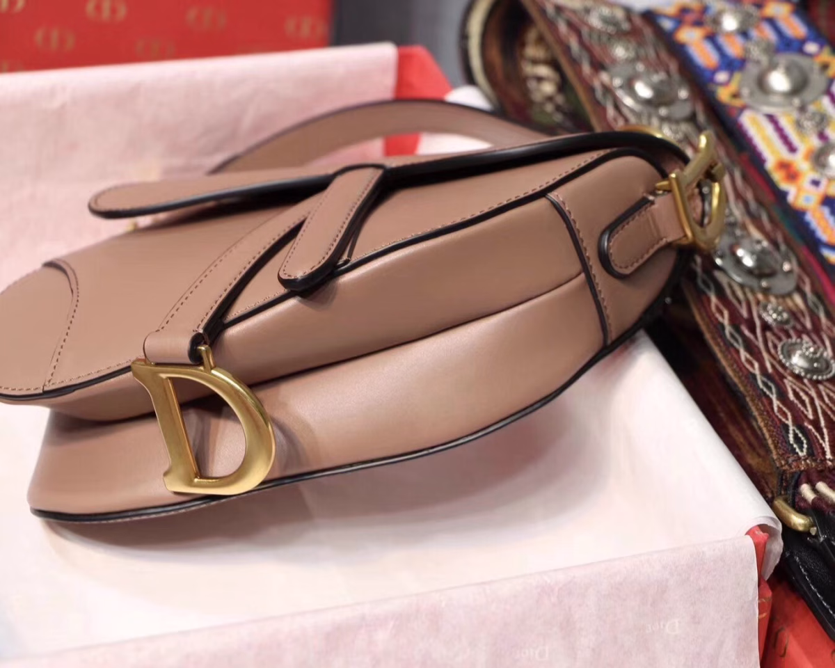 Dior Mini Saddle Bag In Nude Calfskin - Image 8