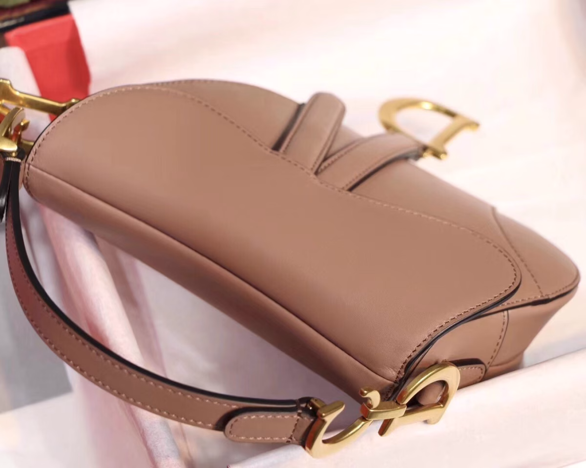 Dior Mini Saddle Bag In Nude Calfskin - Image 6