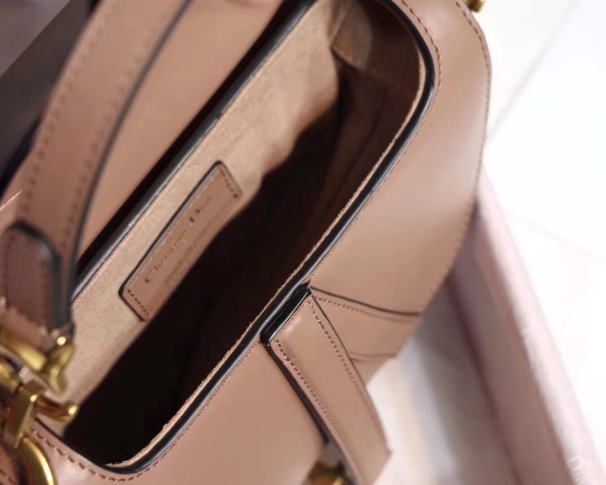 Dior Mini Saddle Bag In Nude Calfskin - Image 5