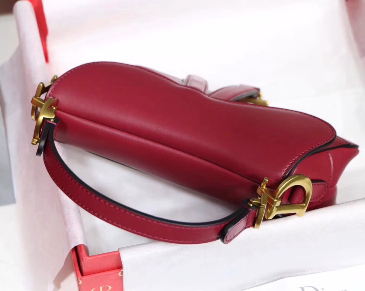 Dior Mini Saddle Bag In Red Calfskin - Image 5