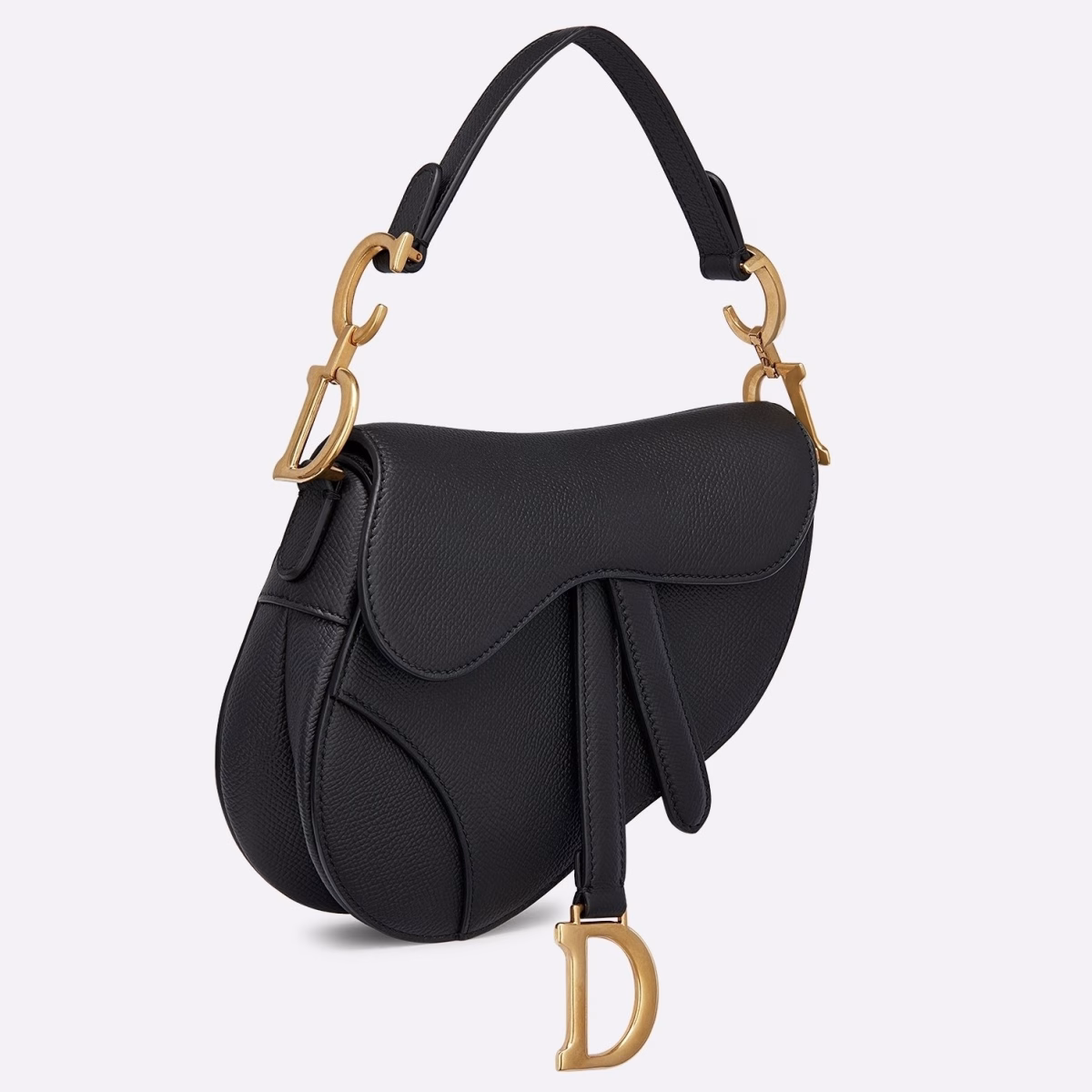 Dior Mini Saddle Bag In Black Grained Calfskin - Image 1