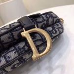 Dior Mini Saddle Bag In Blue Oblique Jacquard Canvas - Image 3
