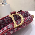 Dior Mini Saddle Bag In Bordeaux Oblique Jacquard Canvas - Image 2