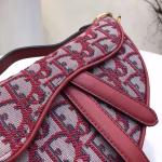 Dior Mini Saddle Bag In Bordeaux Oblique Jacquard Canvas - Image 8