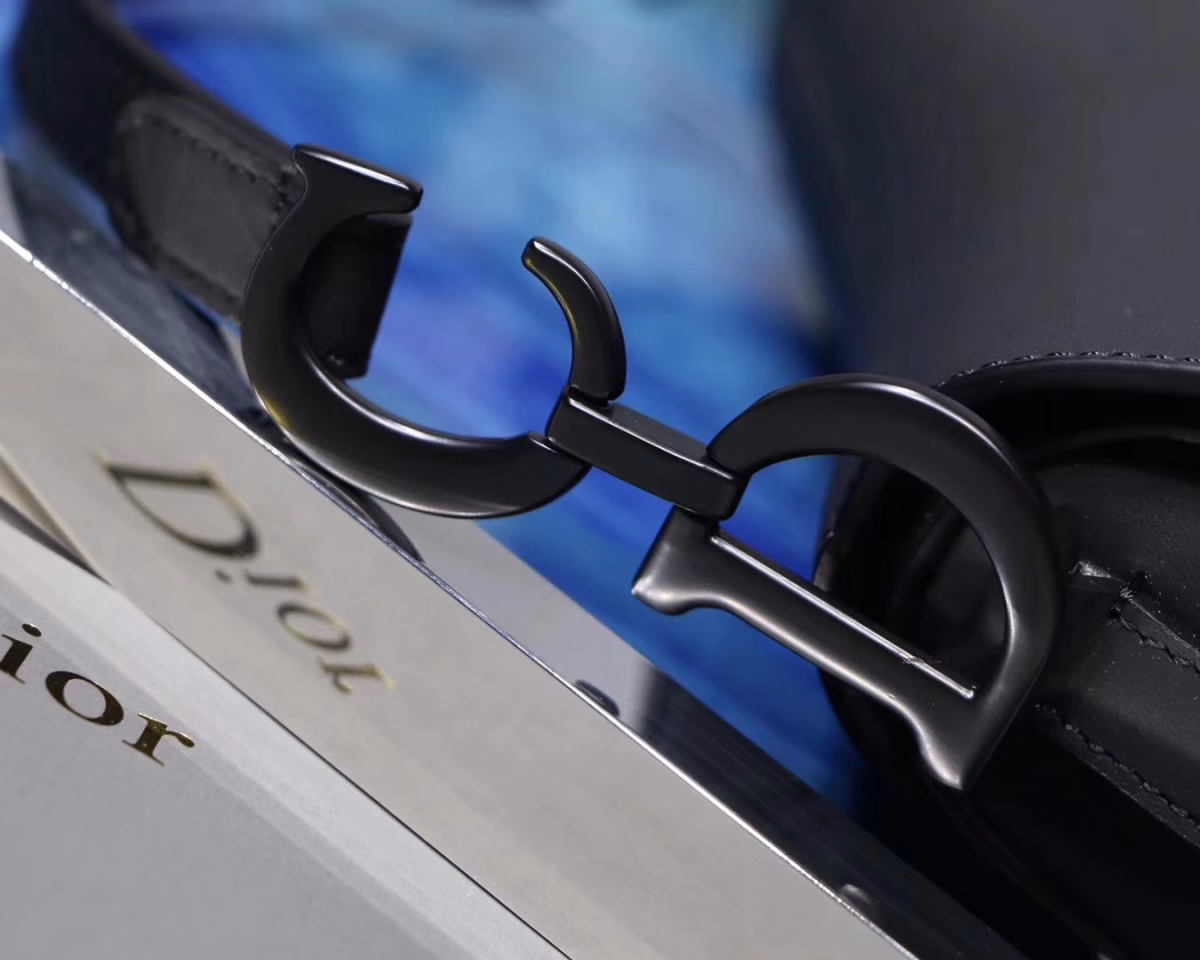 Dior Mini Saddle Bag In Black Ultra Matte Leather - Image 8