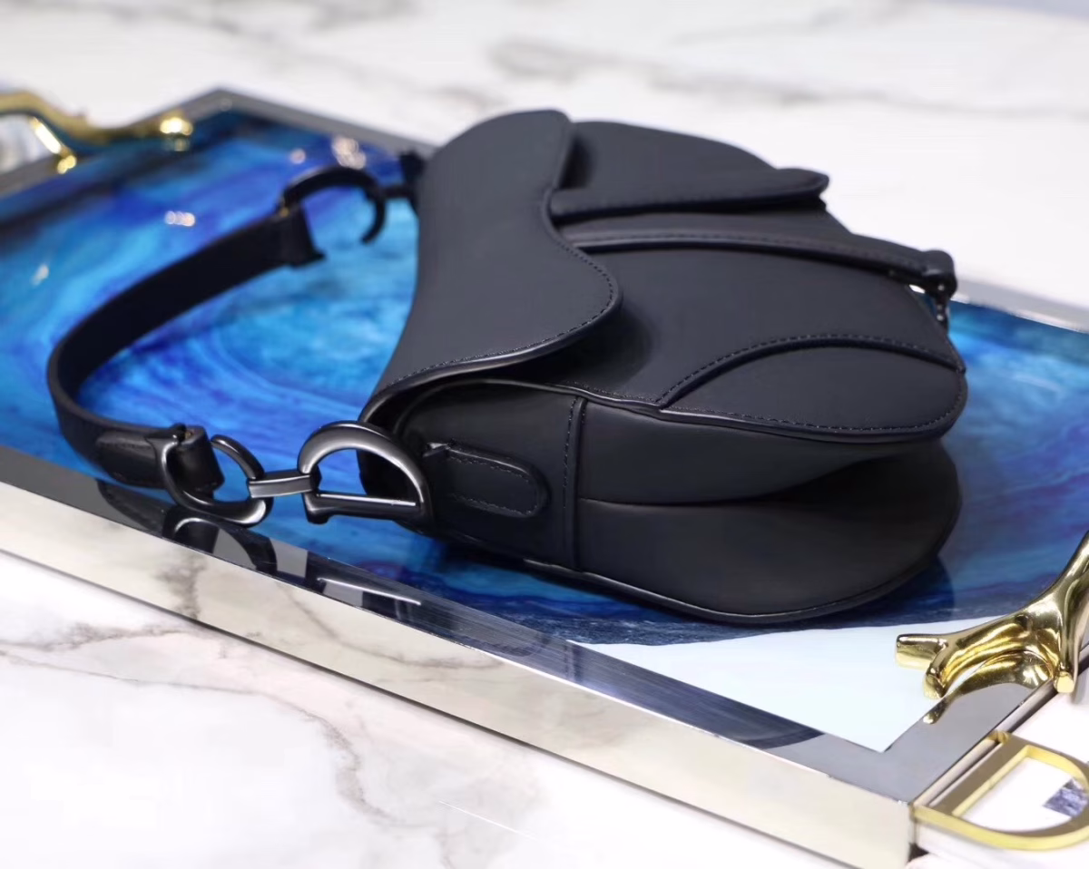 Dior Mini Saddle Bag In Black Ultra Matte Leather - Image 4