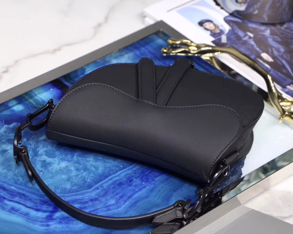 Dior Mini Saddle Bag In Black Ultra Matte Leather - Image 7