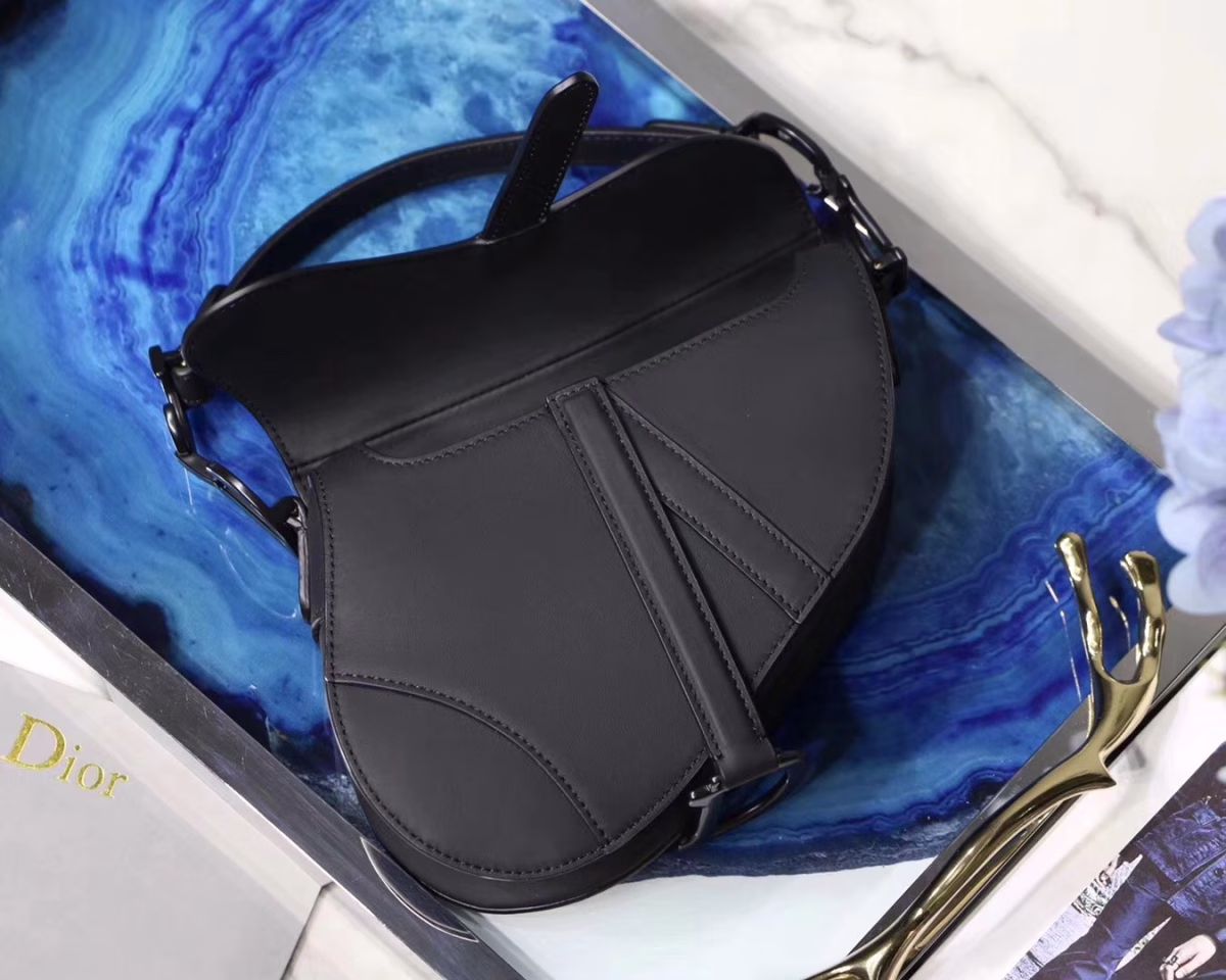 Dior Mini Saddle Bag In Black Ultra Matte Leather - Image 6