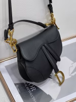 Dior Saddle Mini Bag with Strap in Black Grained Calfskin - Image 6
