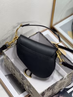 Dior Saddle Mini Bag with Strap in Black Grained Calfskin - Image 2