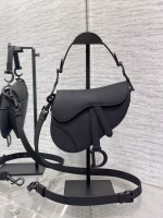 Dior Mini Saddle Bag with Strap in Black Ultramatte Calfskin - Image 6