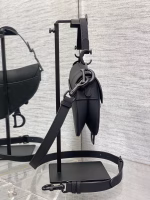 Dior Mini Saddle Bag with Strap in Black Ultramatte Calfskin - Image 5