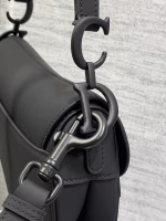 Dior Mini Saddle Bag with Strap in Black Ultramatte Calfskin - Image 9