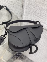 Dior Mini Saddle Bag with Strap in Black Ultramatte Calfskin - Image 8
