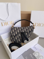 Dior Saddle Mini Bag with Strap in Blue Oblique Jacquard - Image 6
