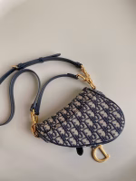 Dior Saddle Mini Bag with Strap in Blue Oblique Jacquard - Image 8