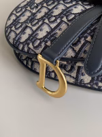 Dior Saddle Mini Bag with Strap in Blue Oblique Jacquard - Image 2