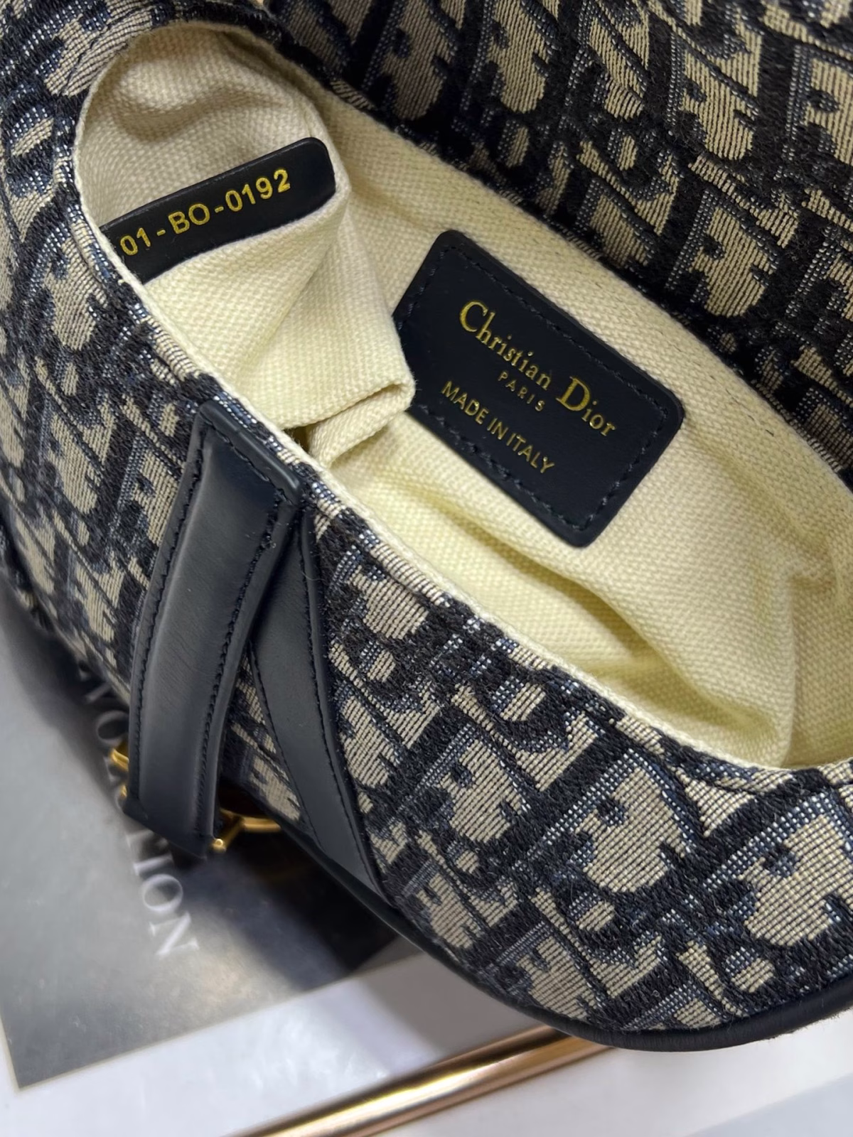 Dior Saddle Mini Bag with Strap in Blue Oblique Jacquard - Image 5
