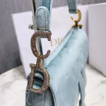 Dior Mini Saddle Bag In Sea Green Velvet - Image 5