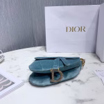 Dior Mini Saddle Bag In Sea Green Velvet - Image 3