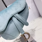 Dior Mini Saddle Bag In Sea Green Velvet - Image 7