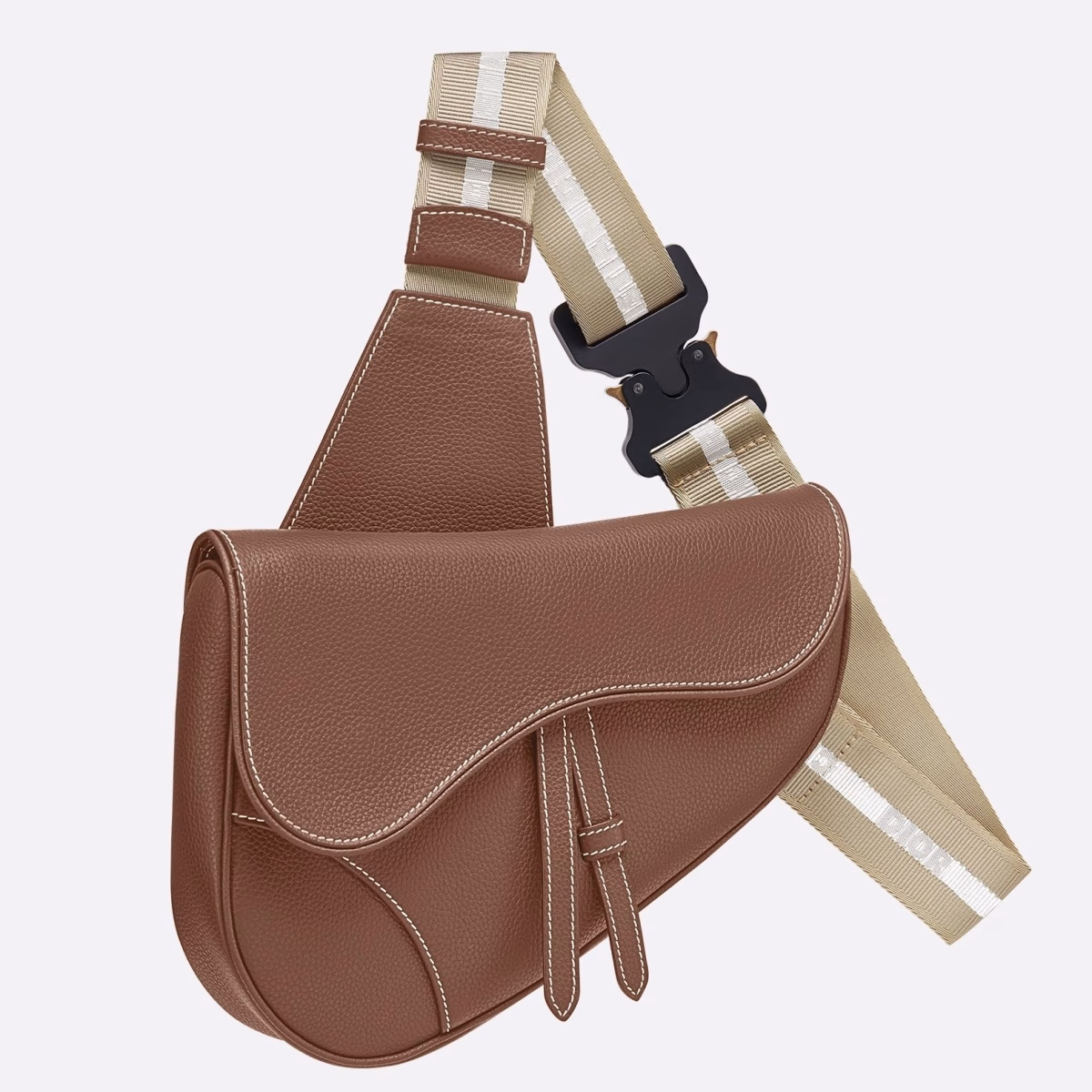 Dior Men's Saddle Belt Bag In Brown Grained Calfskin - Image 1