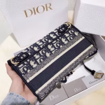 Dior Saddle Pochette In Blue Oblique Canvas - Image 8