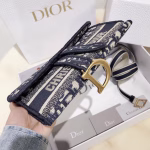 Dior Saddle Pochette In Blue Oblique Canvas - Image 6