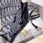 Dior Saddle Pochette In Blue Oblique Canvas - Image 4