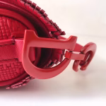 Dior Saddle Bag In Red Braided Leather Strips With Fringe - Image 2