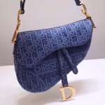Dior Saddle Bag In Denim Blue Dior Oblique Canvas - Image 6