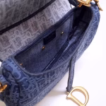 Dior Saddle Bag In Denim Blue Dior Oblique Canvas - Image 3
