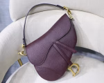 Dior Saddle Bag In Bordeaux Grained Calfskin - Image 5