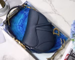 Dior Saddle Bag In Navy Blue Grained Calfskin - Image 10