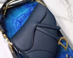 Dior Saddle Bag In Navy Blue Grained Calfskin - Image 5