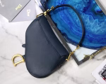 Dior Saddle Bag In Navy Blue Grained Calfskin - Image 7