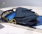 Dior Saddle Bag In Navy Blue Grained Calfskin - Image 6