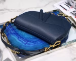 Dior Saddle Bag In Navy Blue Grained Calfskin - Image 3