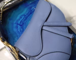 Dior Saddle Bag In Denim Blue Grained Calfskin - Image 5