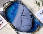 Dior Saddle Bag In Denim Blue Grained Calfskin - Image 8