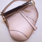 Dior Saddle Bag In Champagne Metallic Grained Calfskin - Image 4