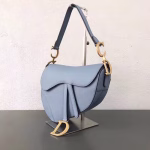 Dior Saddle Bag In Sky Blue Grained Calfskin - Image 7
