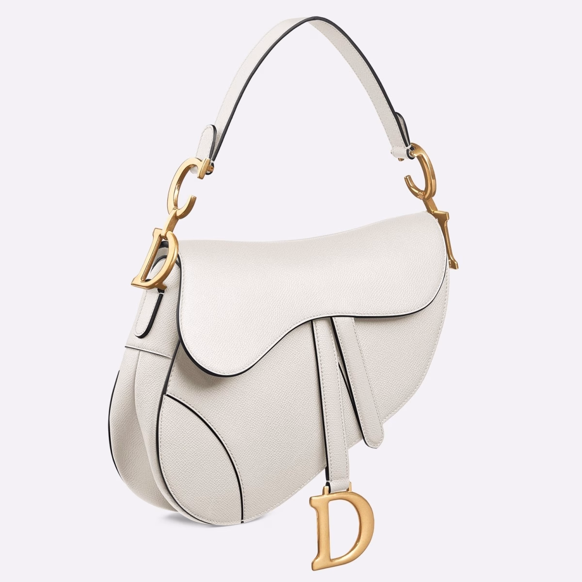 Dior Saddle Bag In White Grained Calfskin - Image 1