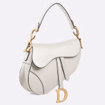 Dior Saddle Bag In White Grained Calfskin