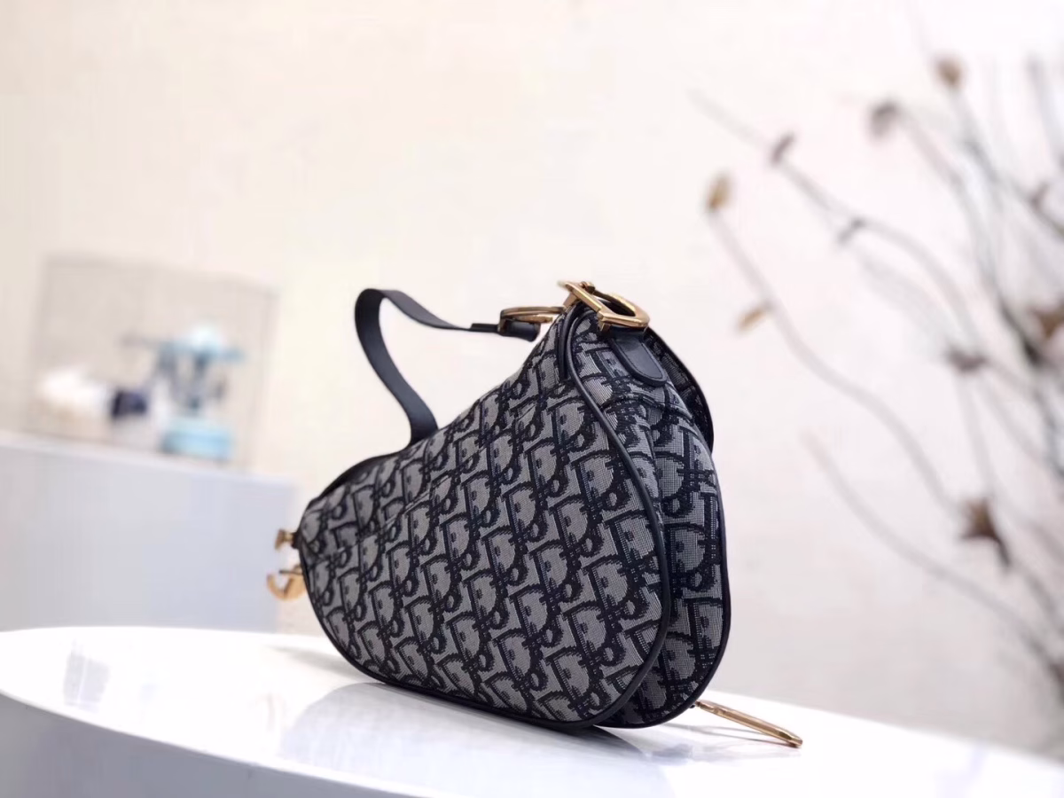 Dior Saddle Bag In Blue Oblique Jacquard Canvas - Image 2